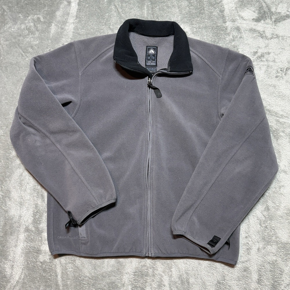 Vintage Nike ACG Fleece Jacket Grey Full Zip Therma-FIT Small Boxy 90s Y2K